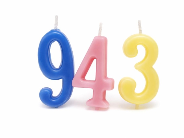 Kaars in cijfervorm 0 t/m 9